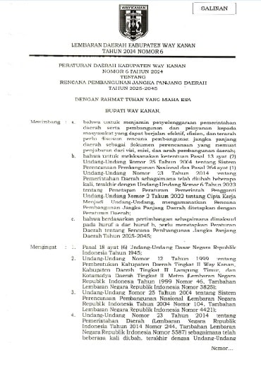 RPJPD Kabupaten Way Kanan 2025 - 2045